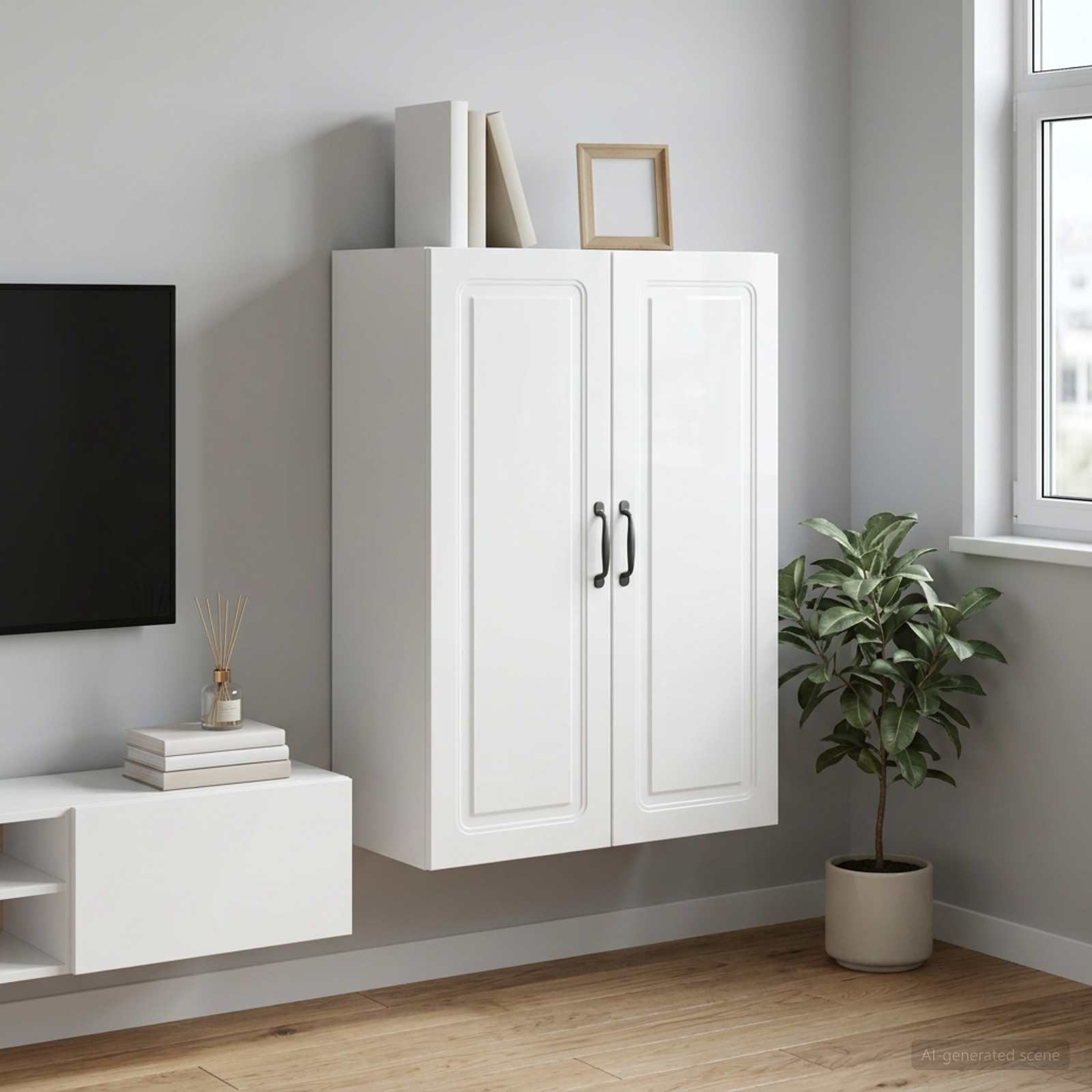 vidaXL Wandschrank Hochglanz Weiß 66 x 34,5 x 90 cm Holzwerkstoff