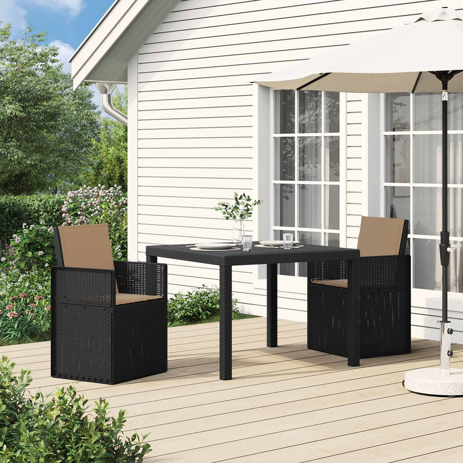 vidaXL Garten Esszimmerstühle 2 pcs Anthrazit und Taupe PP