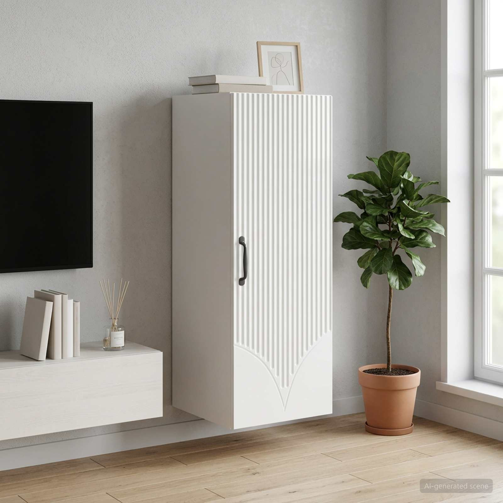 vidaXL Wandschrank Hochglanz Weiß 33 x 34,5 x 90 cm Holzwerkstoff