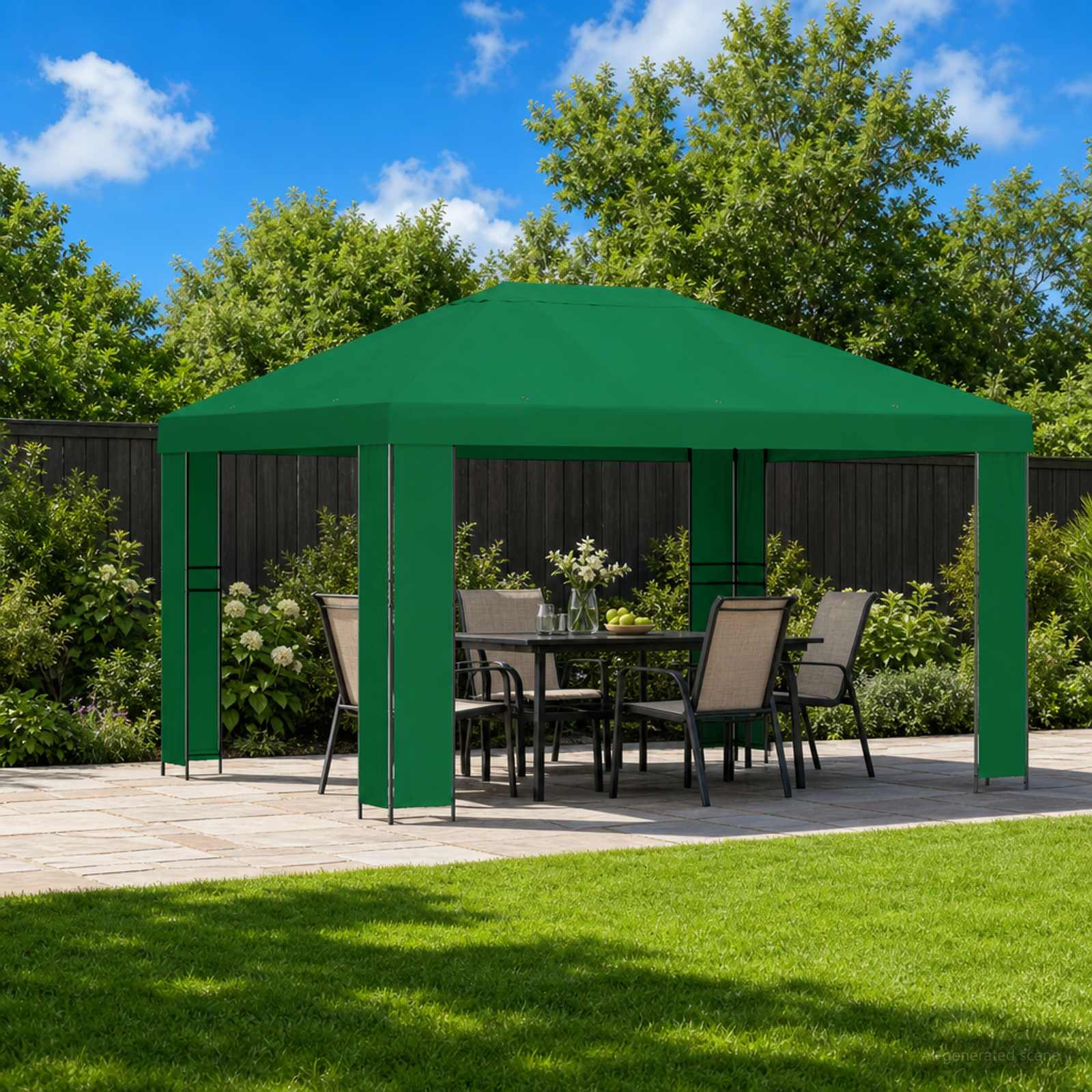 vidaXL Pavillon 4 x 3 m Grün Polyester und Stahl 190 gsm
