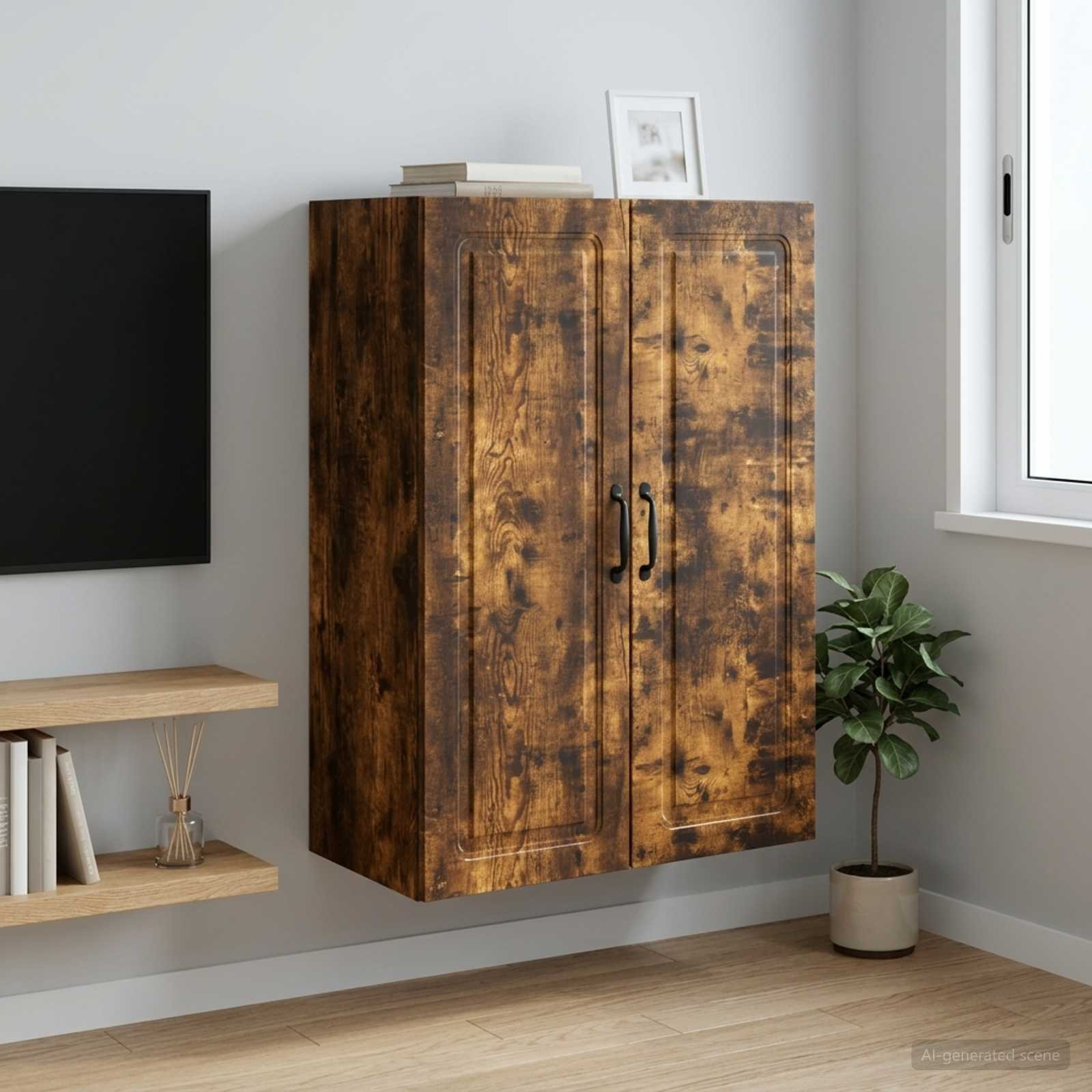 vidaXL Wandschrank Geräucherte Eiche 66 x 34,5 x 90 cm Holzwerkstoff