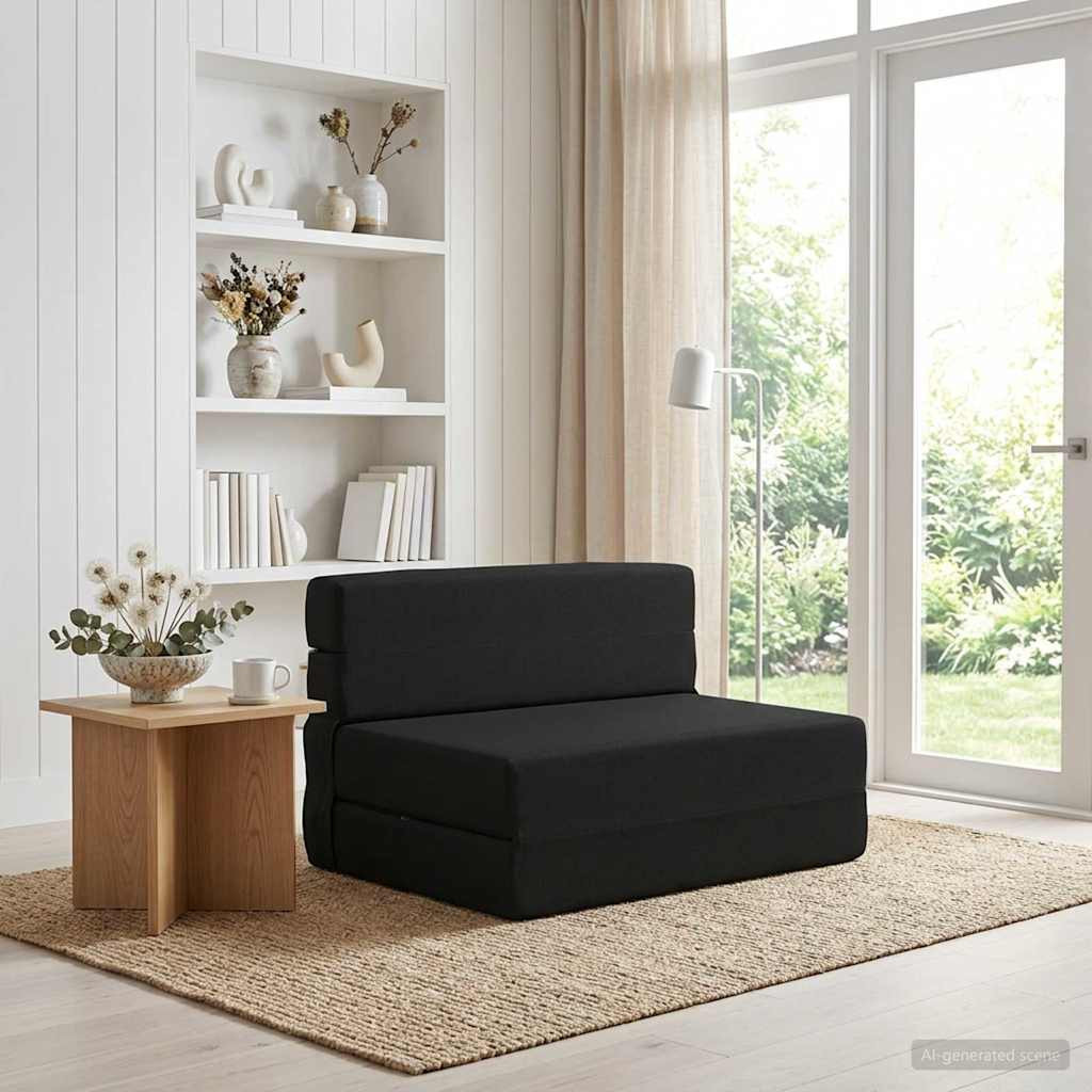 vidaXL Klappsofa Bett Schwarz 100 x 80 x 60 cm Stoff