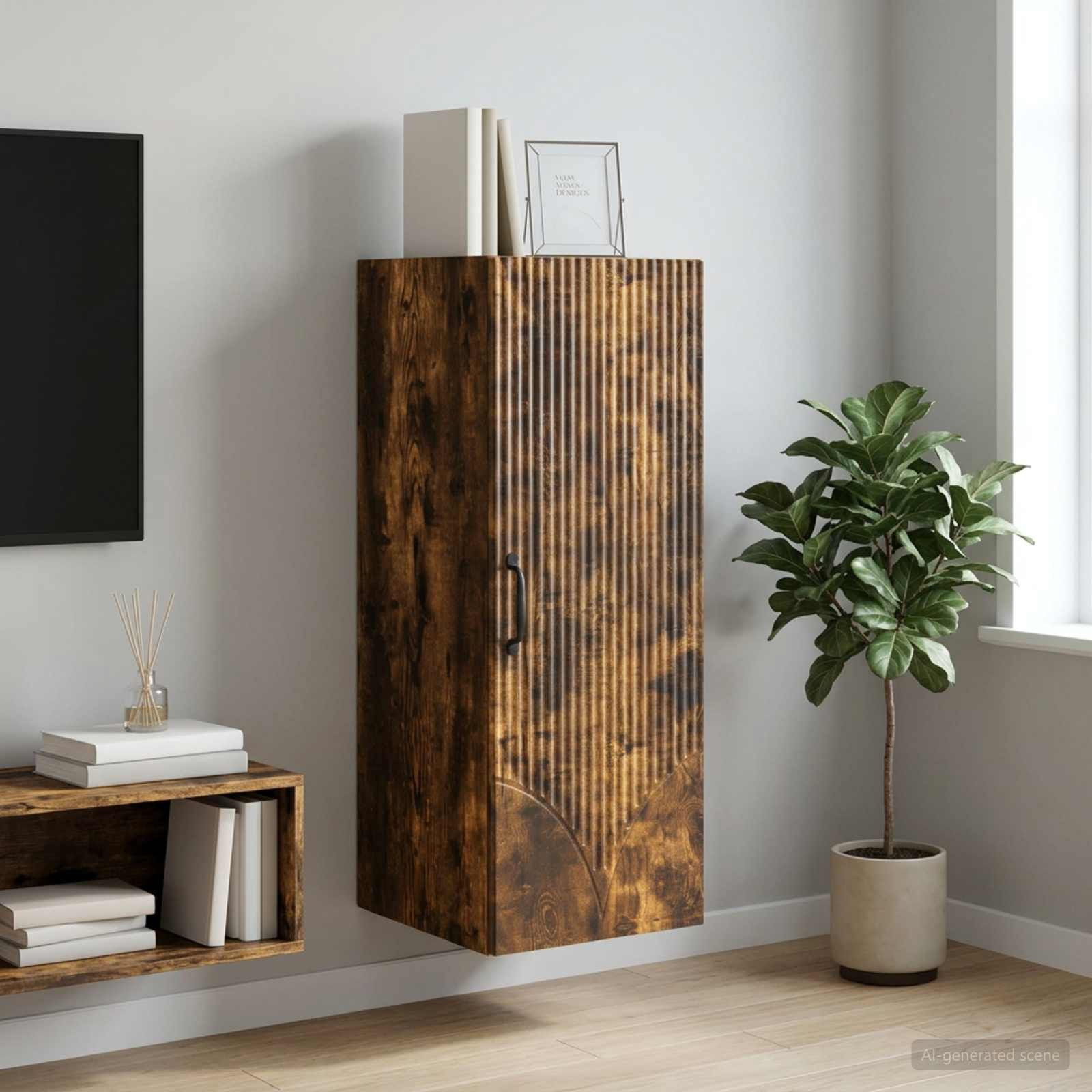vidaXL Wandschrank Geräucherte Eiche 33 x 34,5 x 90 cm Holzwerkstoff