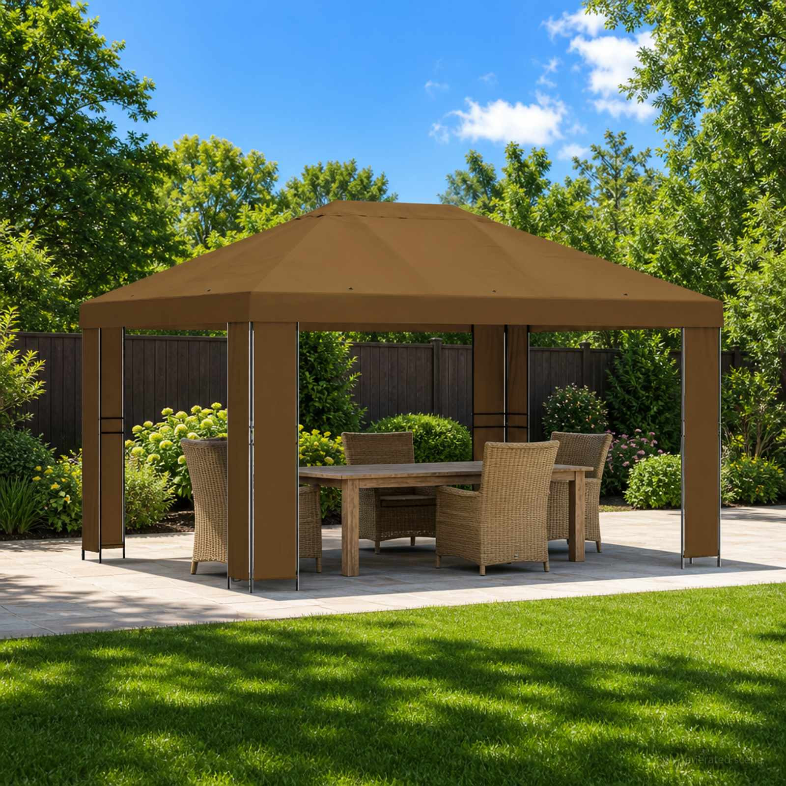vidaXL Pavillon 4 x 3 m Taupe Polyester und Stahl 190 gsm
