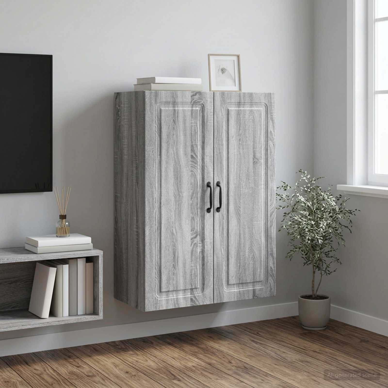 vidaXL Wandschrank Grau Sonoma 66 x 34,5 x 90 cm Holzwerkstoff