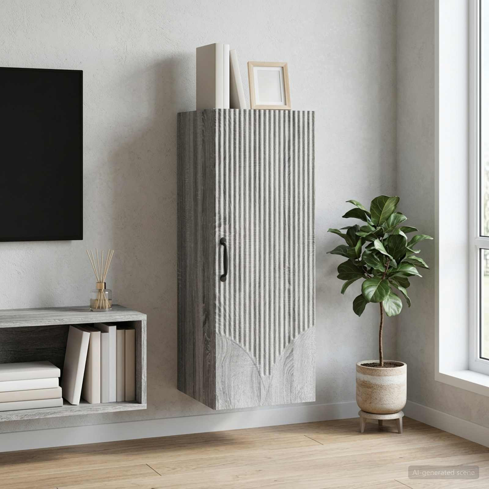 vidaXL Wandschrank Grau Sonoma 33 x 34,5 x 90 cm Holzwerkstoff