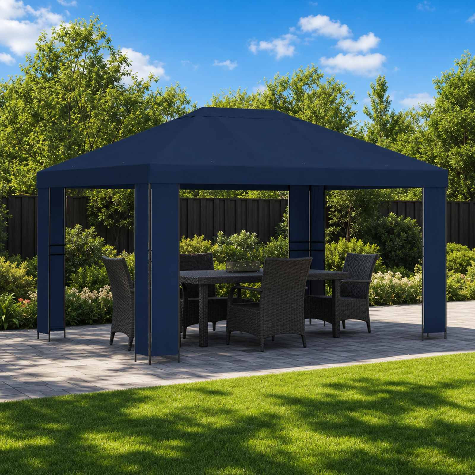 vidaXL Pavillon 4 x 3 m Blau Polyester und Stahl 190 gsm