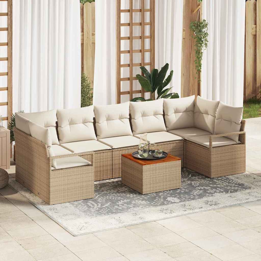 vidaXL Gartensofa-set mit Kissen 8 pcs Beige Poly-Rattan