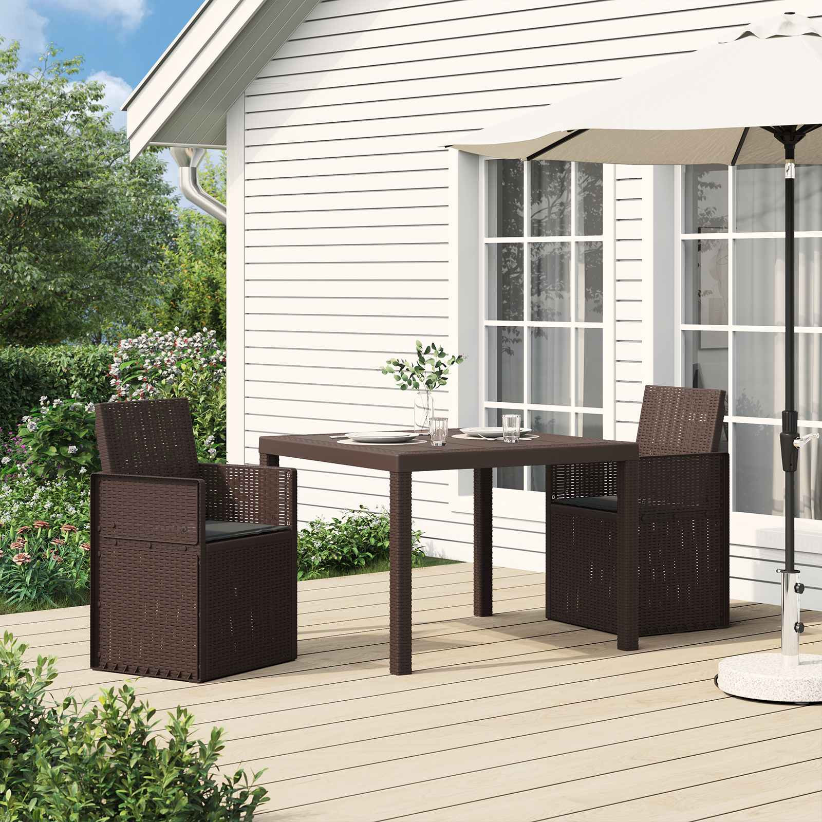 vidaXL Garten Esszimmerstühle 2 pcs Braun und Anthrazit PP