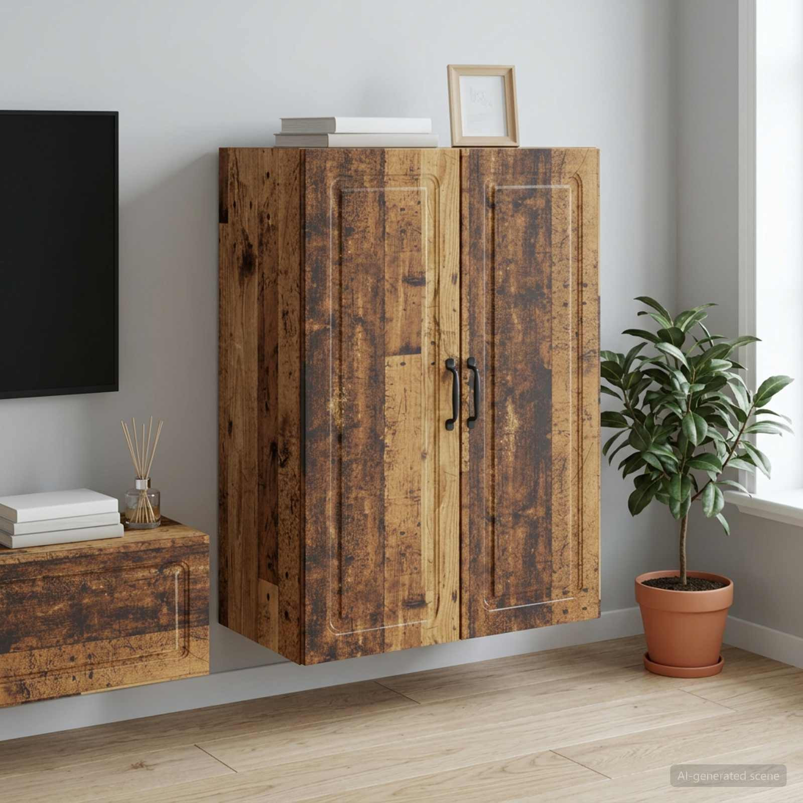 vidaXL Wandschrank Altholz 66 x 34,5 x 90 cm Holzwerkstoff