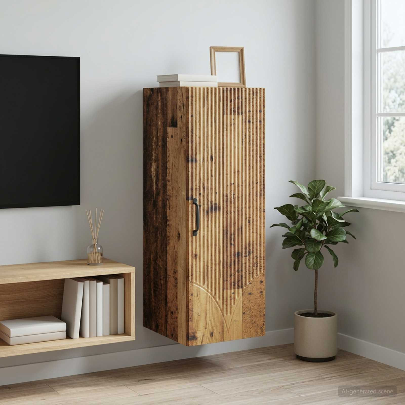 vidaXL Wandschrank Altholz 33 x 34,5 x 90 cm Holzwerkstoff