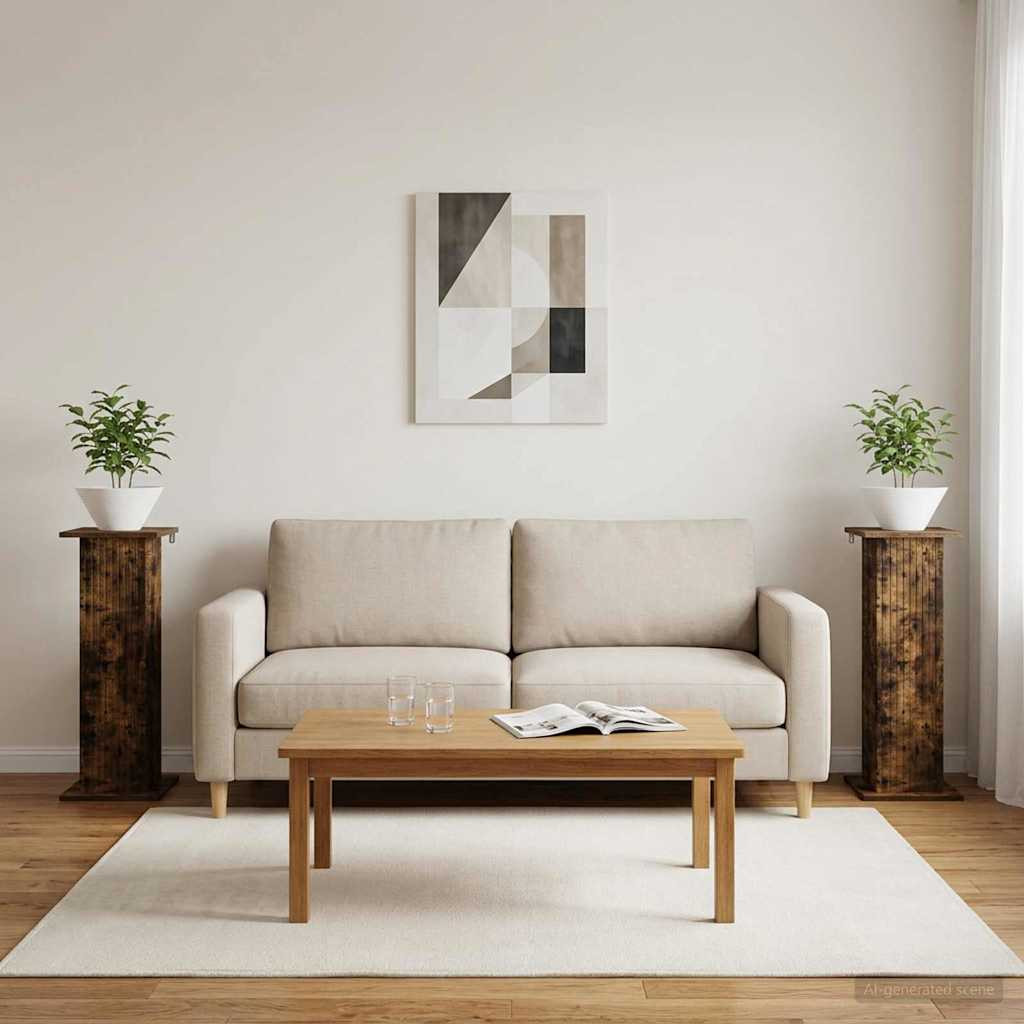 vidaXL Pflanzenständer 2 pcs Geräucherte Eiche 30,5 x 30 x 80,5 cm