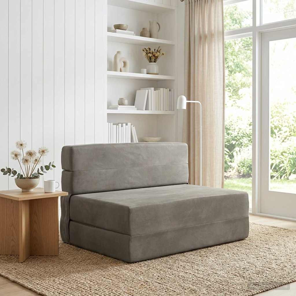 vidaXL Klappsofa Bett Hellgrau 100 x 80 x 60 cm Stoff