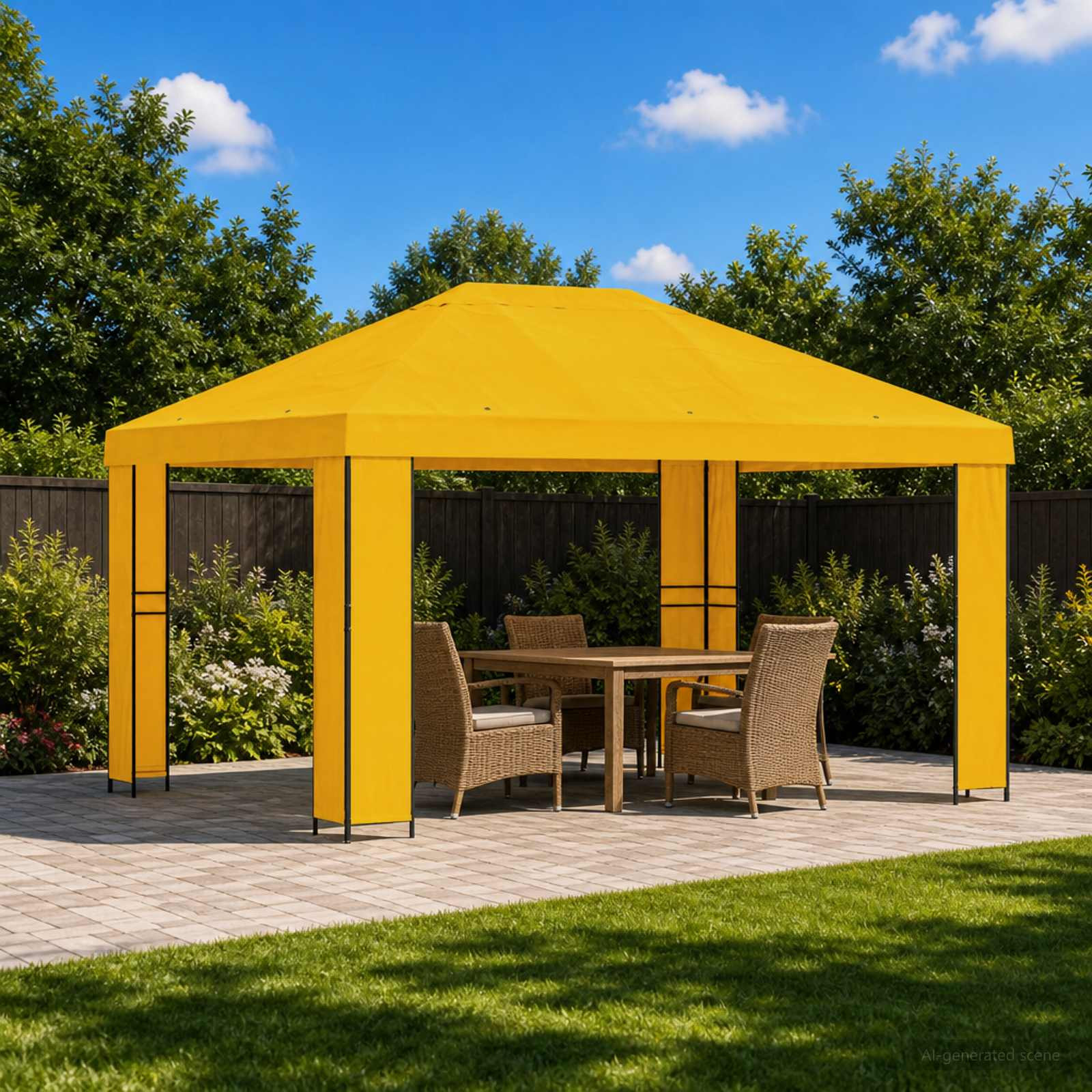 vidaXL Pavillon 4 x 3 m Gelb Polyester und Stahl 190 gsm