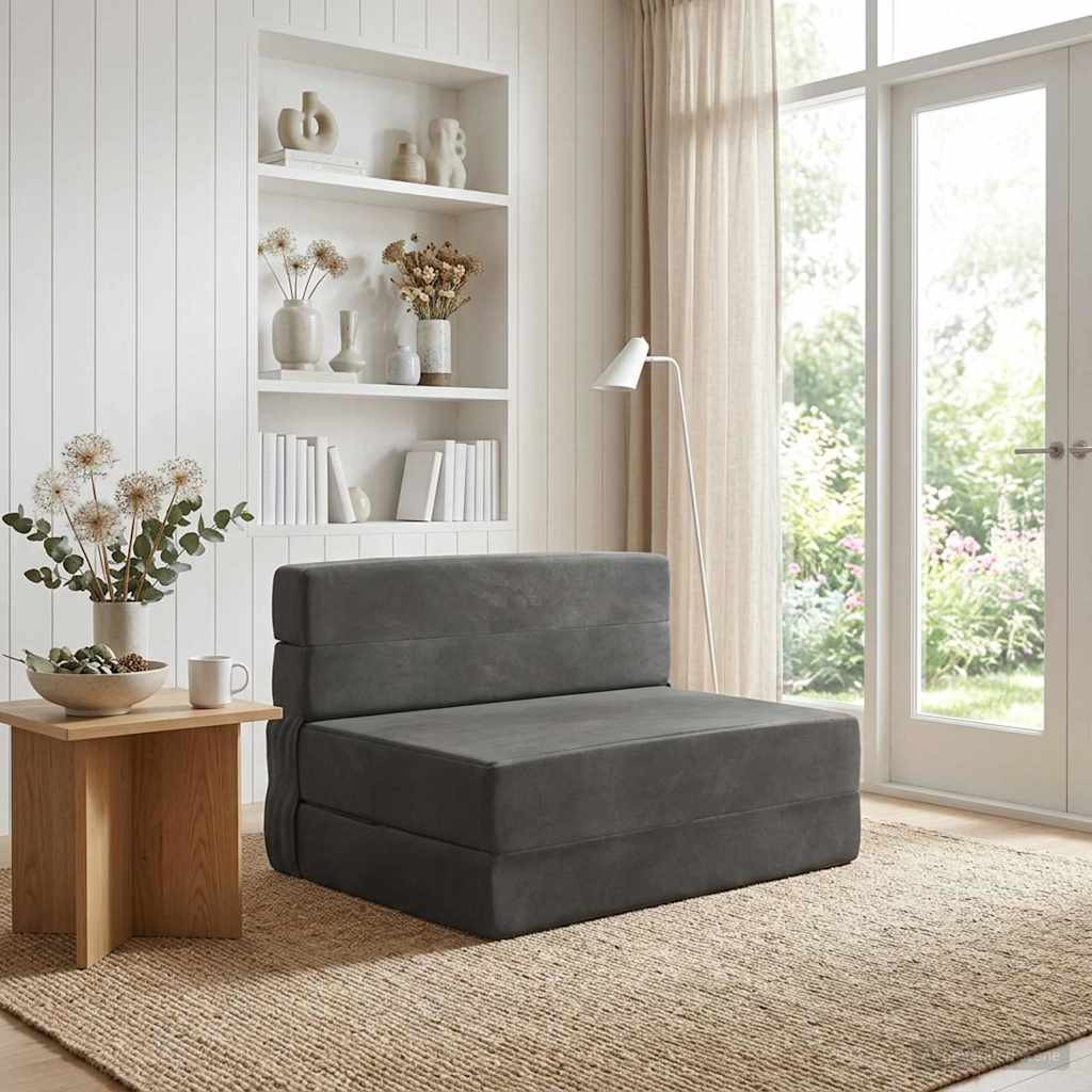 vidaXL Klappsofa Bett Dunkelgrau 100 x 80 x 60 cm Stoff