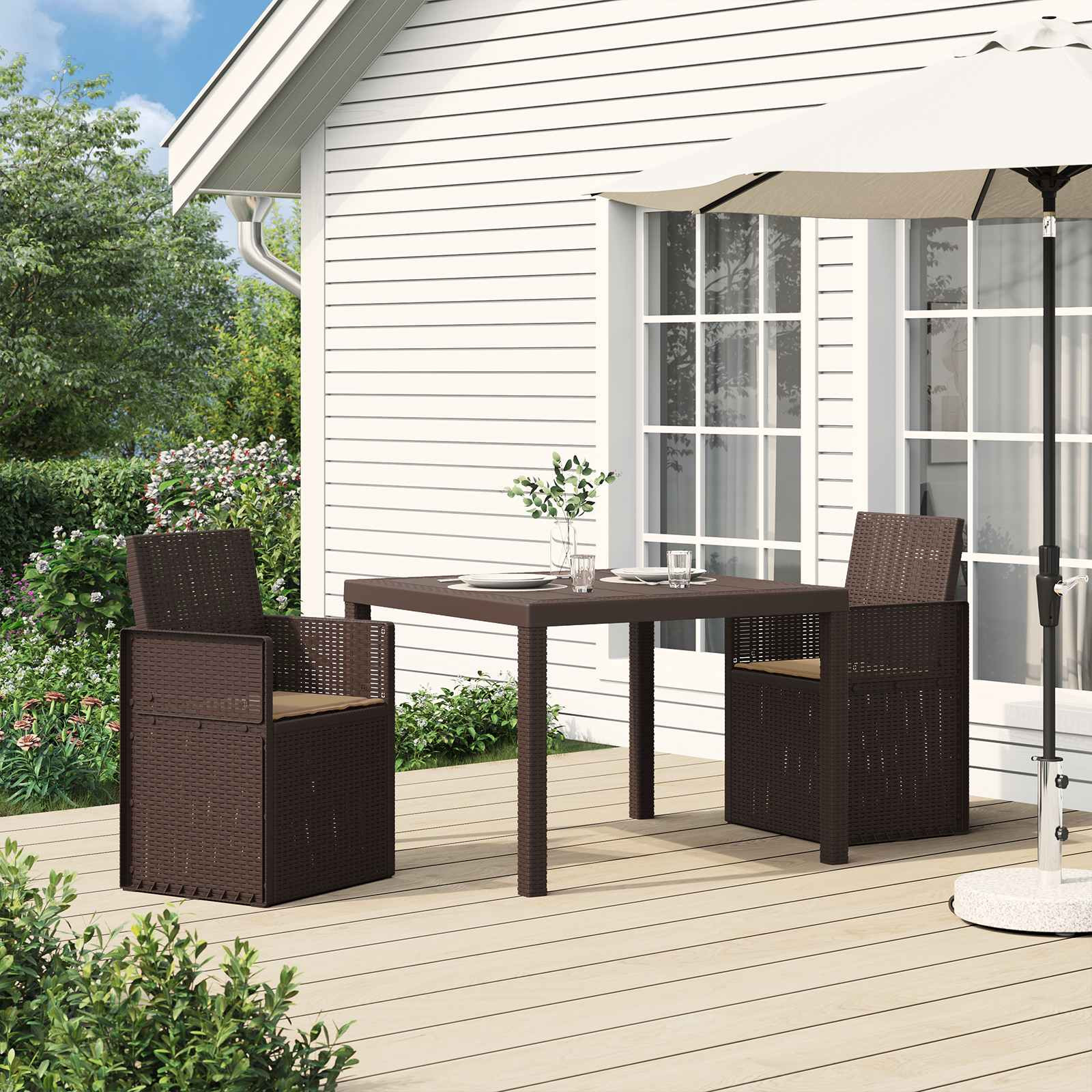 vidaXL Garten Esszimmerstühle 2 pcs Braun und Taupe PP