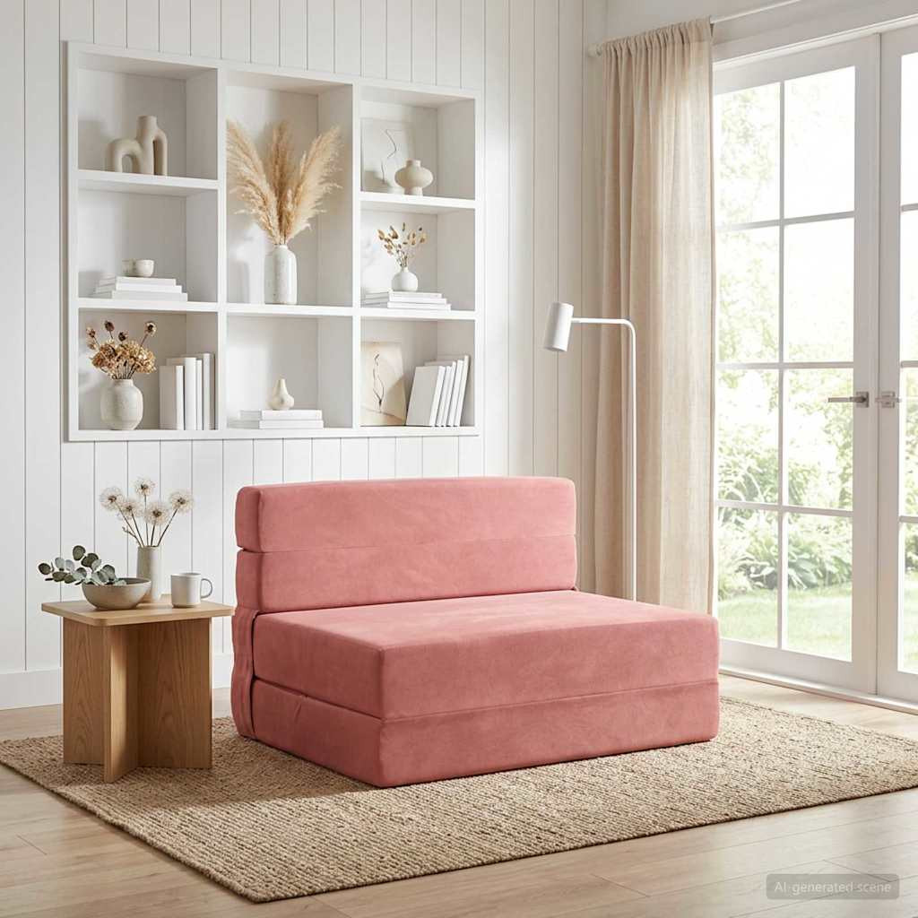 vidaXL Klappsofa Bett Rosa 100 x 80 x 60 cm Stoff
