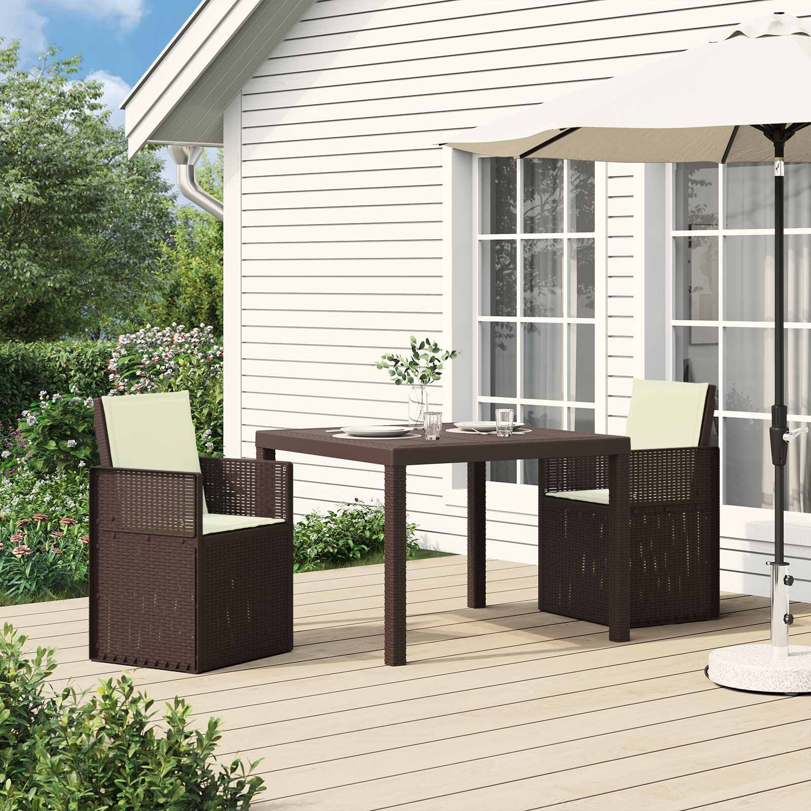 vidaXL Garten Esszimmerstühle 2 pcs Braun und Creme PP