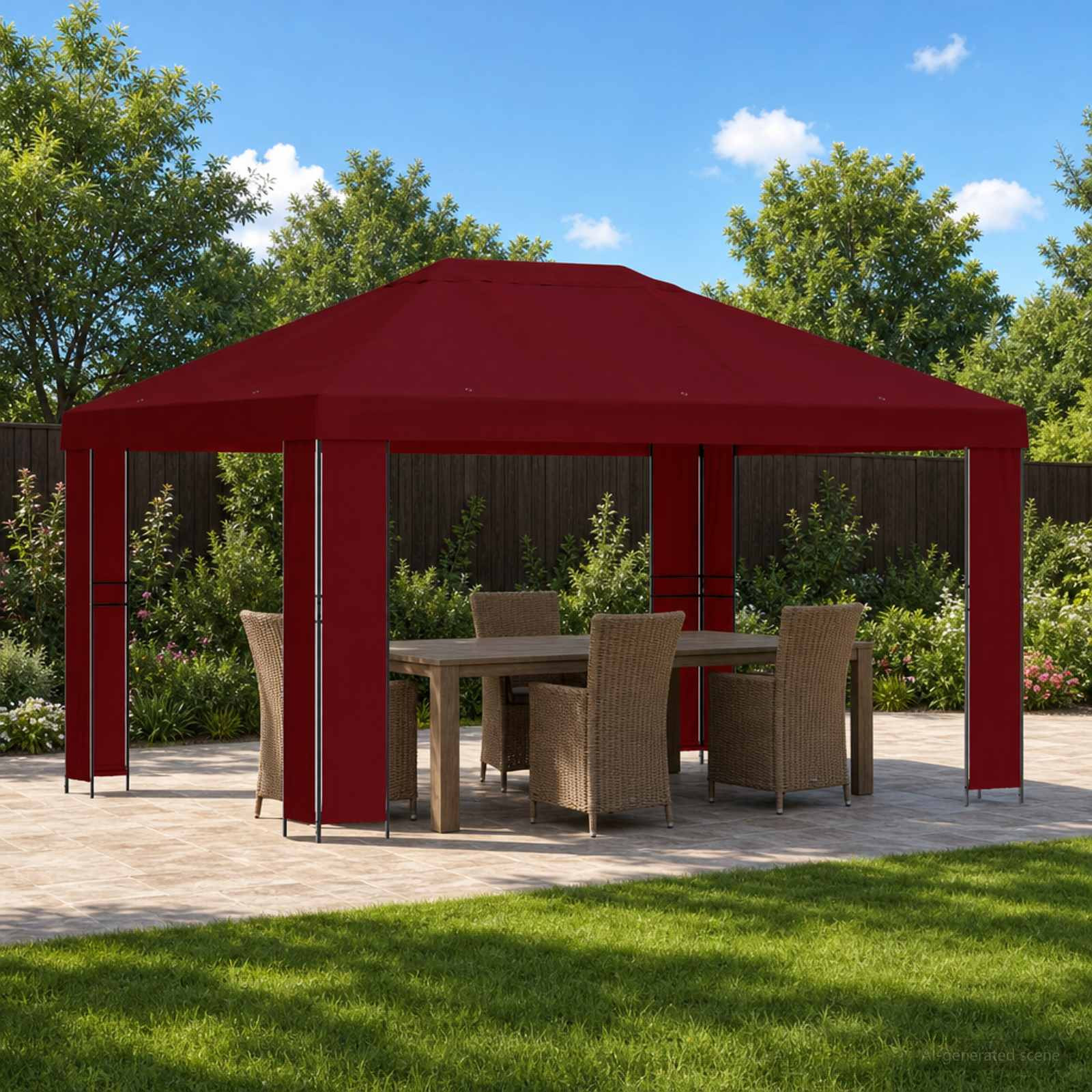 vidaXL Pavillon 4 x 3 m Bordeauxrot Polyester und Stahl 190 gsm