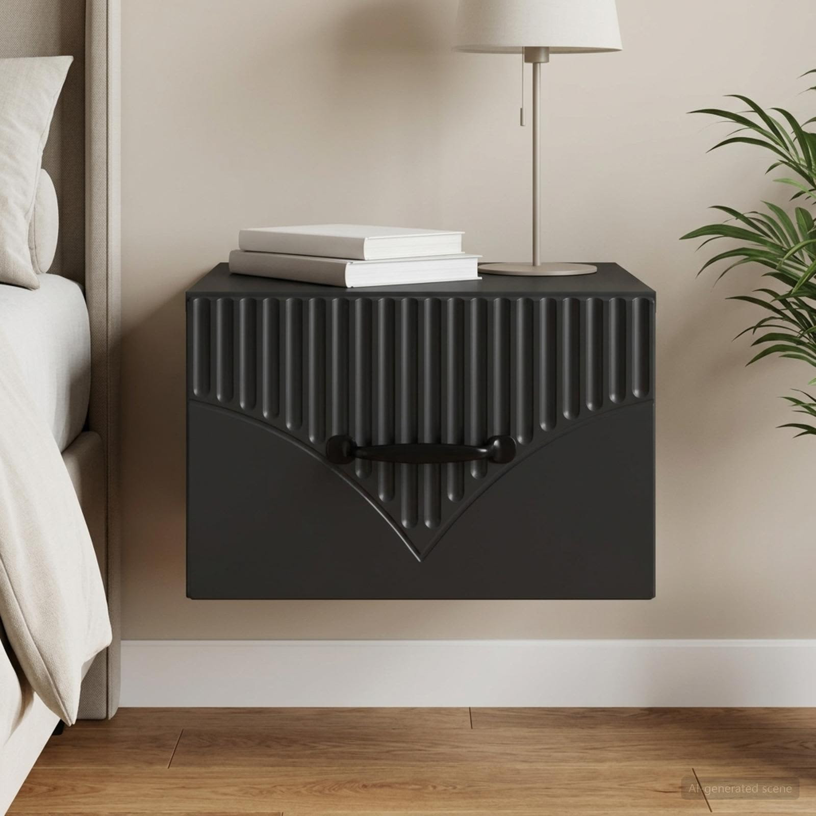 vidaXL Wandmontierter Nachttisch Schwarz 34,5 x 33 x 20 cm