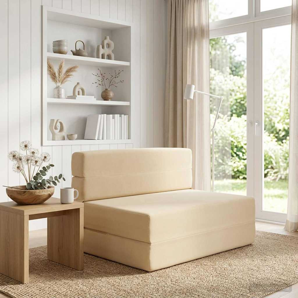 vidaXL Klappsofa Bett Creme 100 x 80 x 60 cm Stoff
