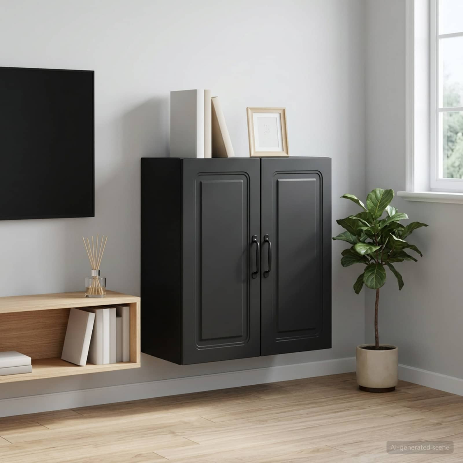 vidaXL Wandschrank Schwarz 59 x 31 x 60 cm Holzwerkstoff