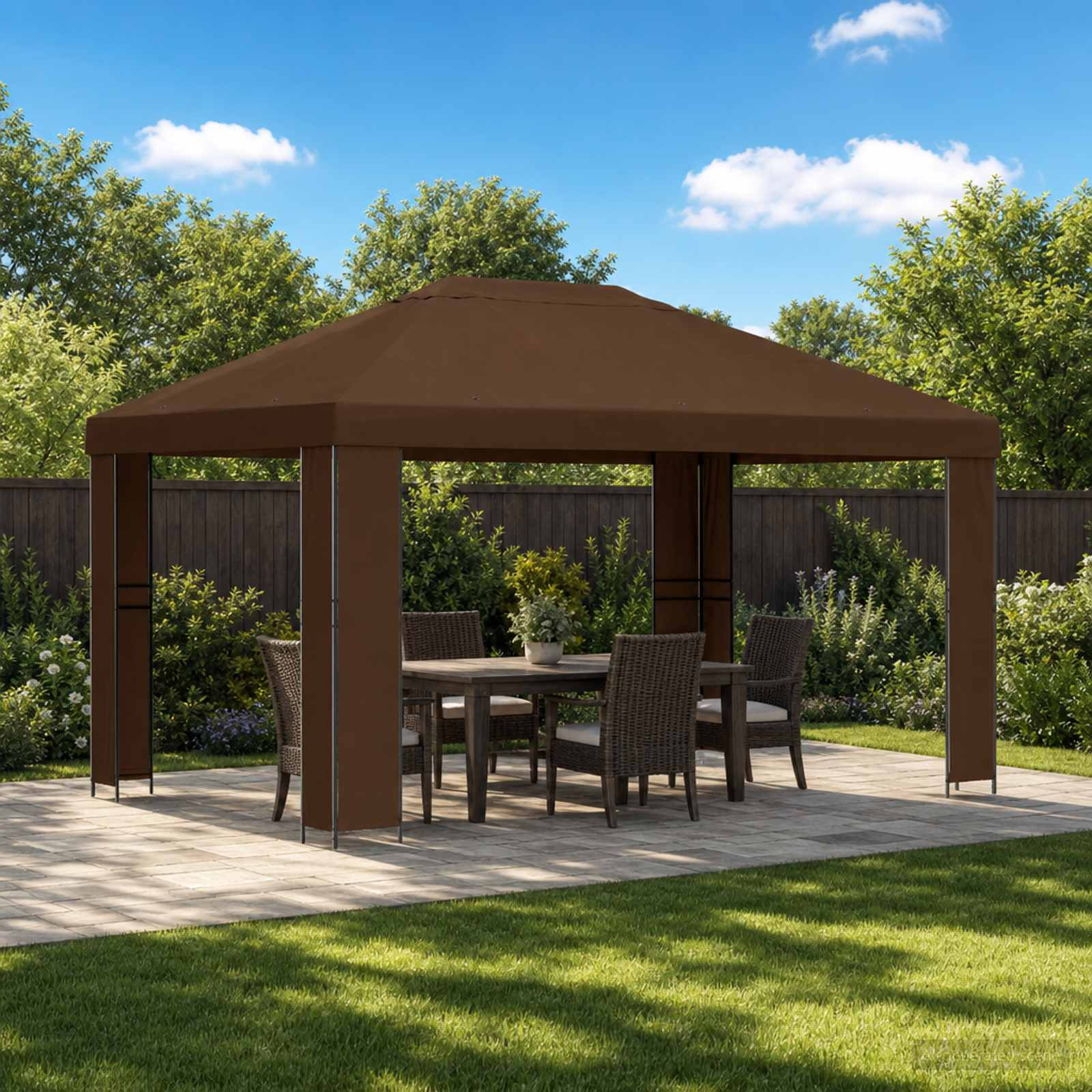 vidaXL Pavillon 4 x 3 m Braun Polyester und Stahl 190 gsm