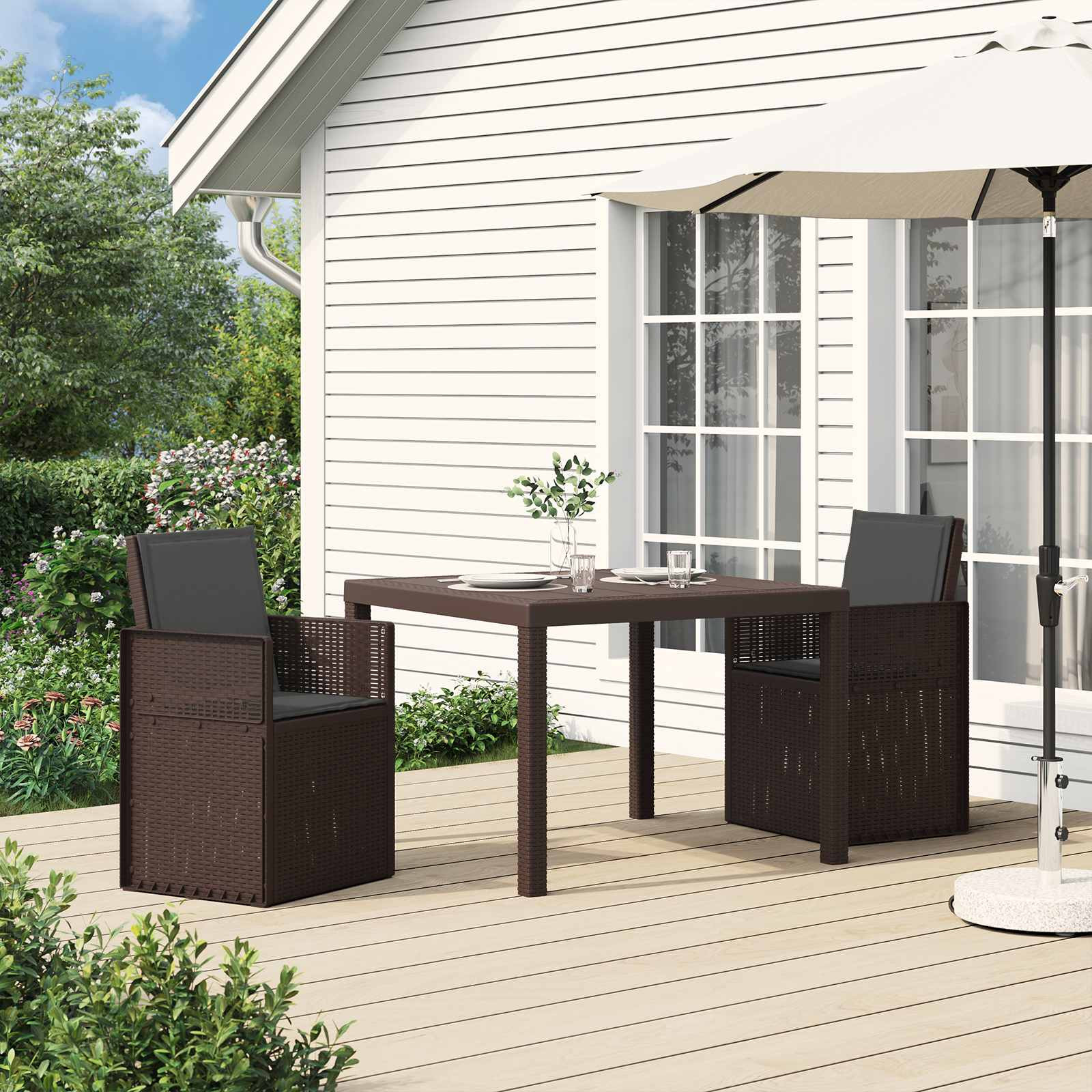 vidaXL Garten Esszimmerstühle 2 pcs Braun und Anthrazit PP