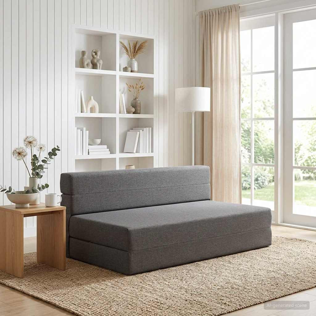 vidaXL Klappsofa Bett Hellgrau 152 x 86,5 x 60 cm Stoff