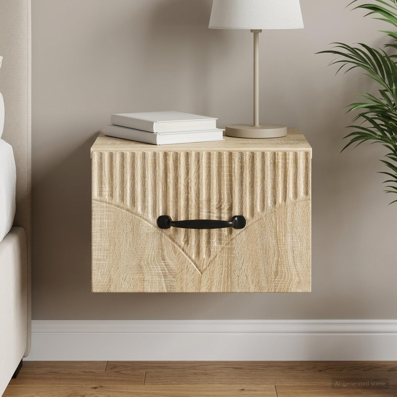 vidaXL Wandmontierter Nachttisch Sonoma-Eiche 34,5 x 33 x 20 cm