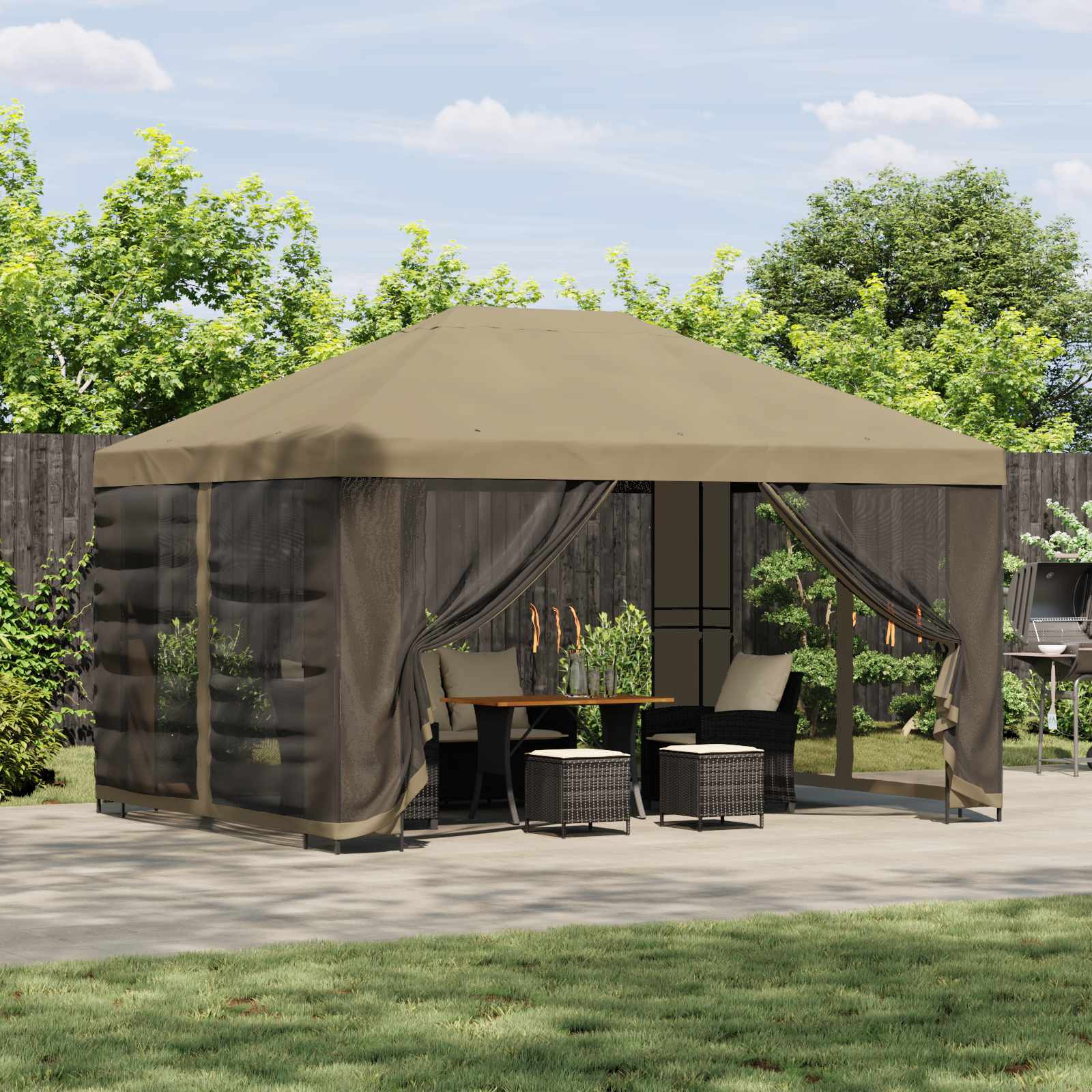 vidaXL Garten Pavillon mit Seitenwänden 4 x 3 m Beige