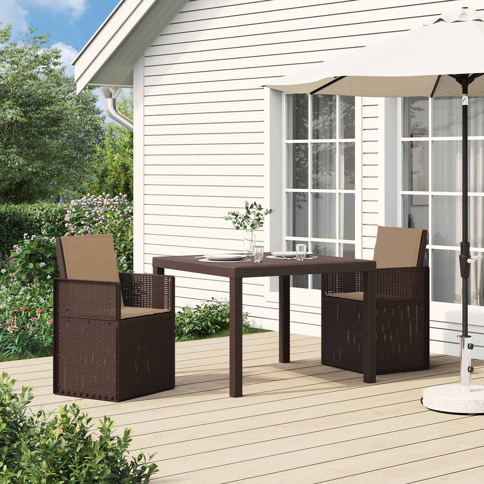 vidaXL Garten Esszimmerstühle 2 pcs Braun und Taupe PP