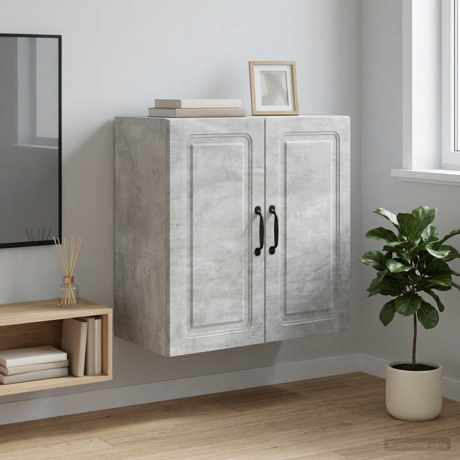vidaXL Wandschrank Betongrau 59 x 31 x 60 cm Holzwerkstoff
