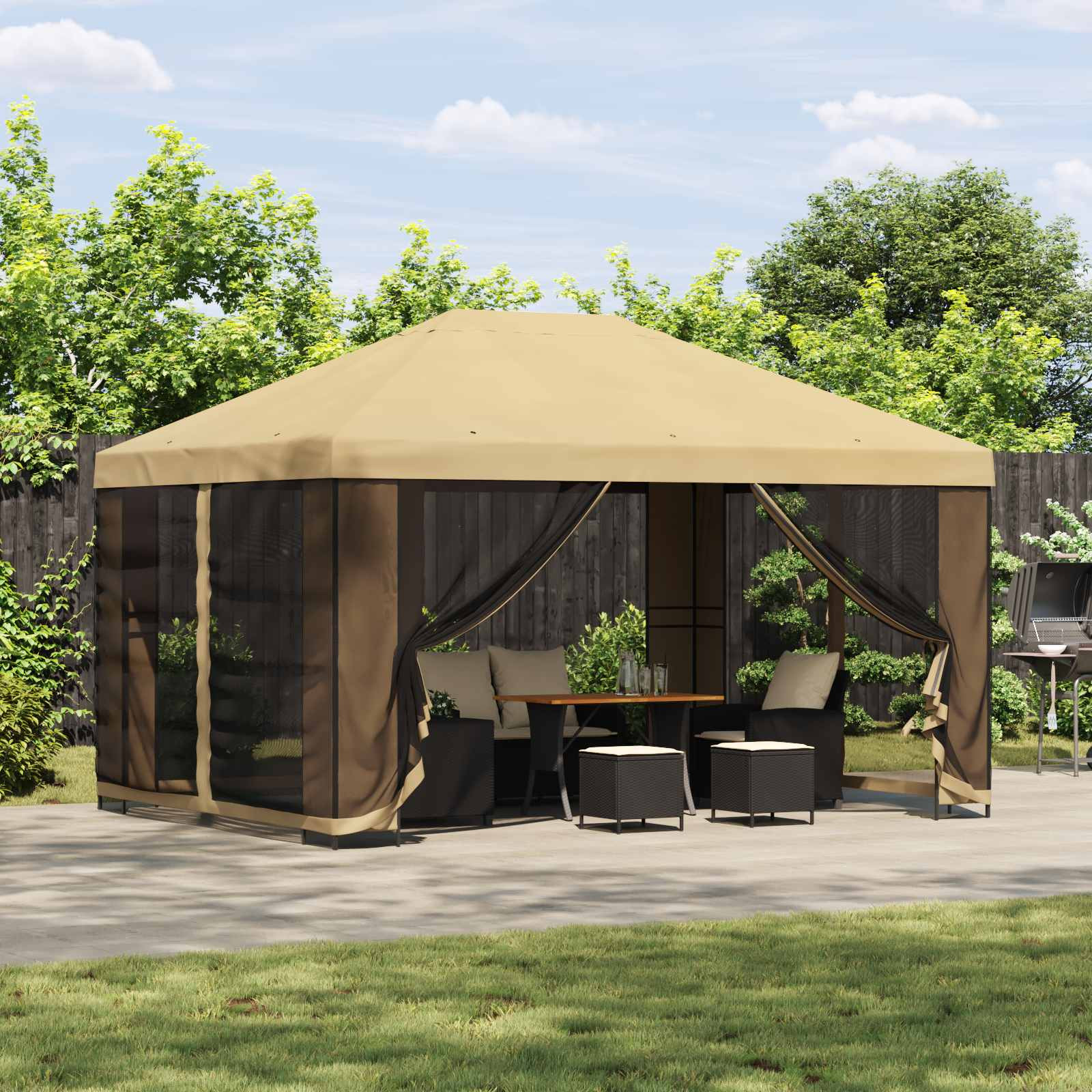 vidaXL Garten Pavillon mit Seitenwänden 4 x 3 m Creme