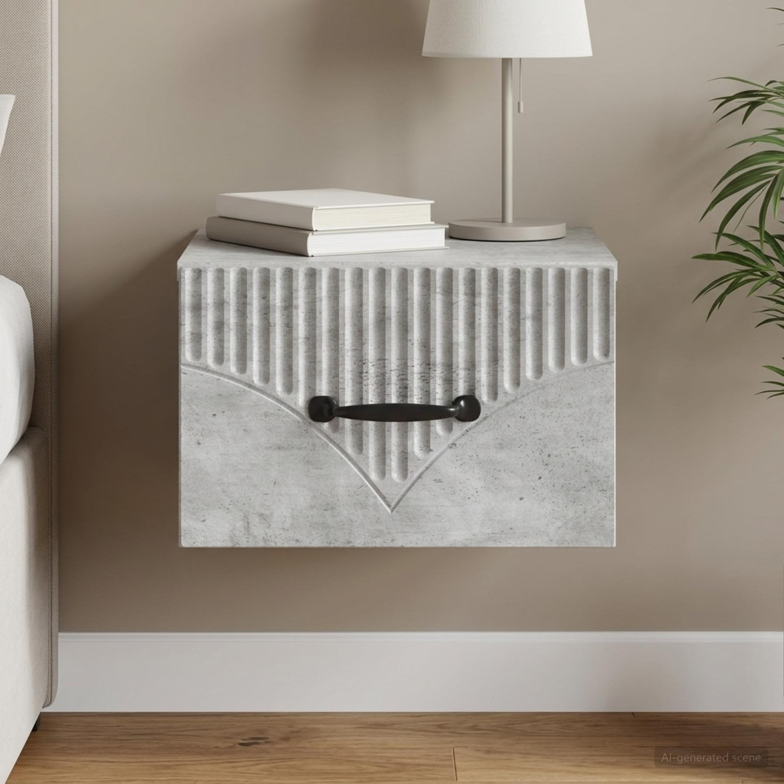vidaXL Wandmontierter Nachttisch Betongrau 34,5 x 33 x 20 cm