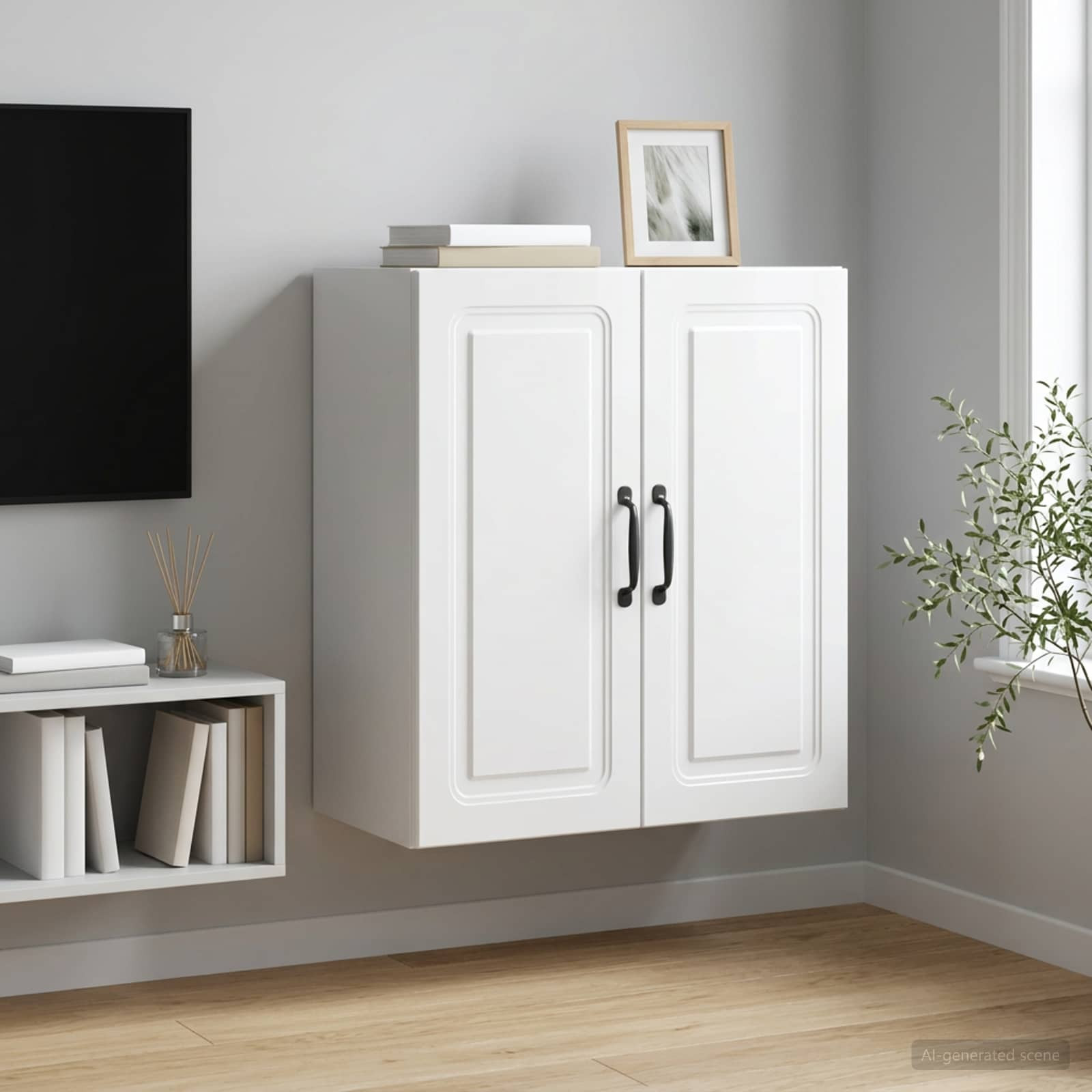 vidaXL Wandschrank Hochglanz Weiß 59 x 31 x 60 cm Holzwerkstoff