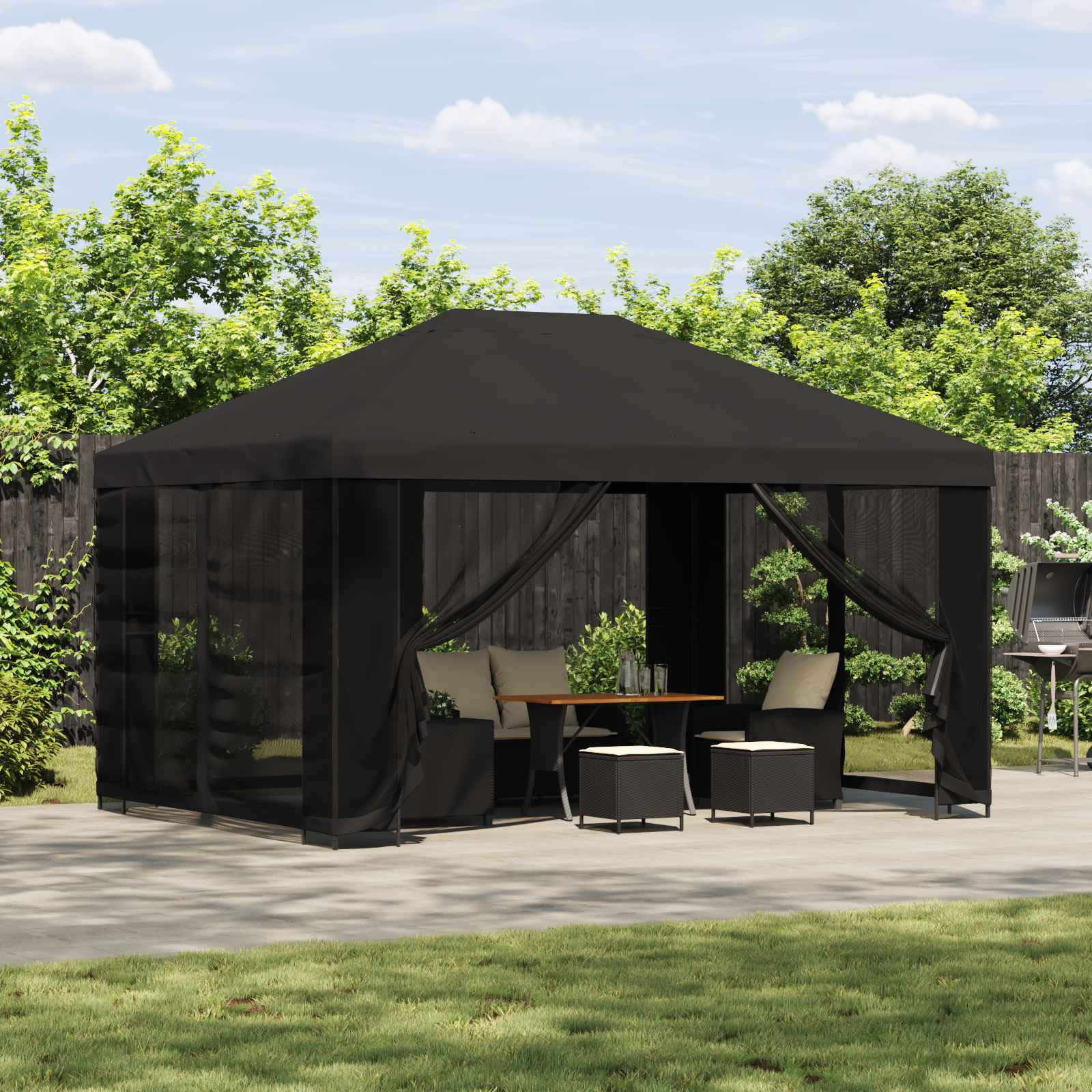 vidaXL Garten Pavillon mit Seitenwänden 4 x 3 m Anthrazit