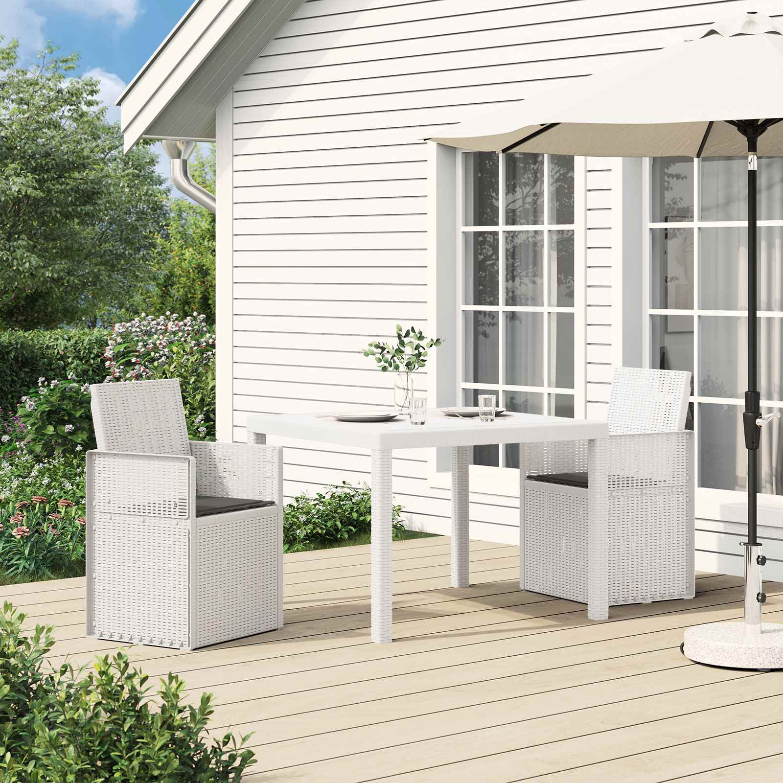 vidaXL Garten Esszimmerstühle 2 pcs Weiß und Anthrazit PP