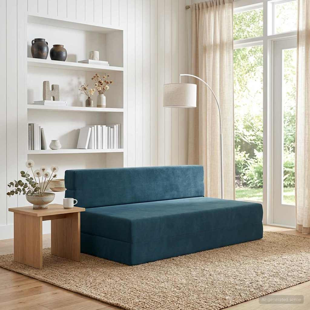 vidaXL Klappsofa Bett Blau 152 x 86,5 x 60 cm Stoff