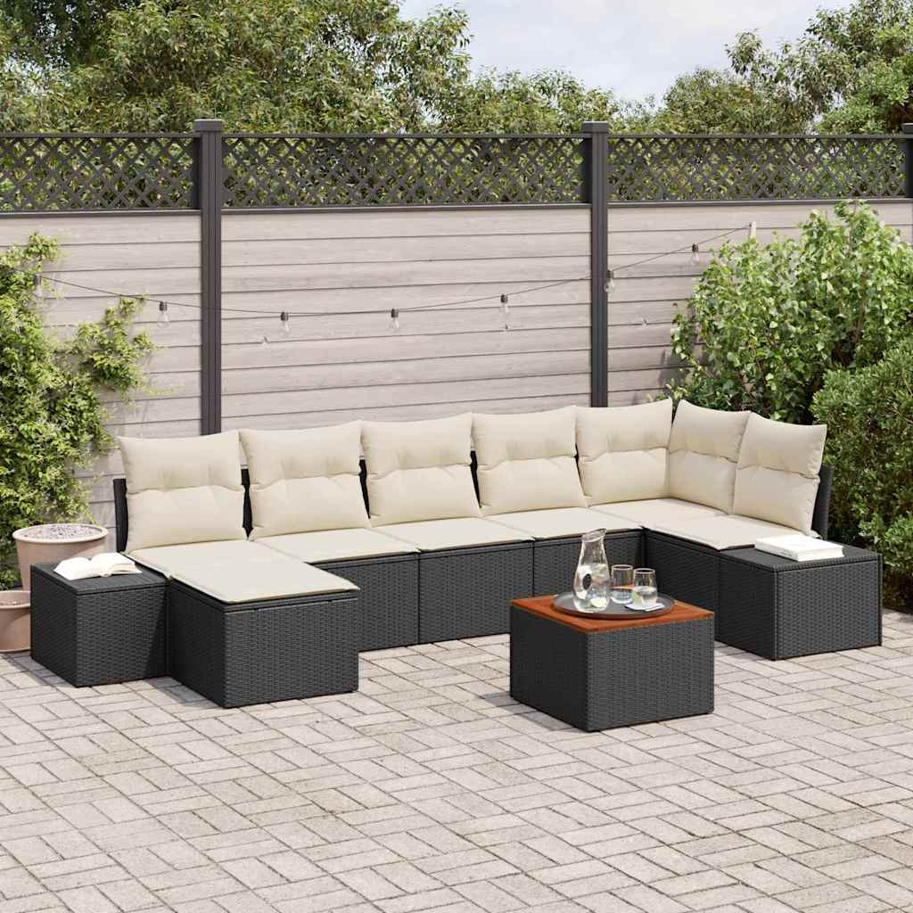 vidaXL Gartensofa-set mit Kissen 8 pcs Schwarz Poly-Rattan