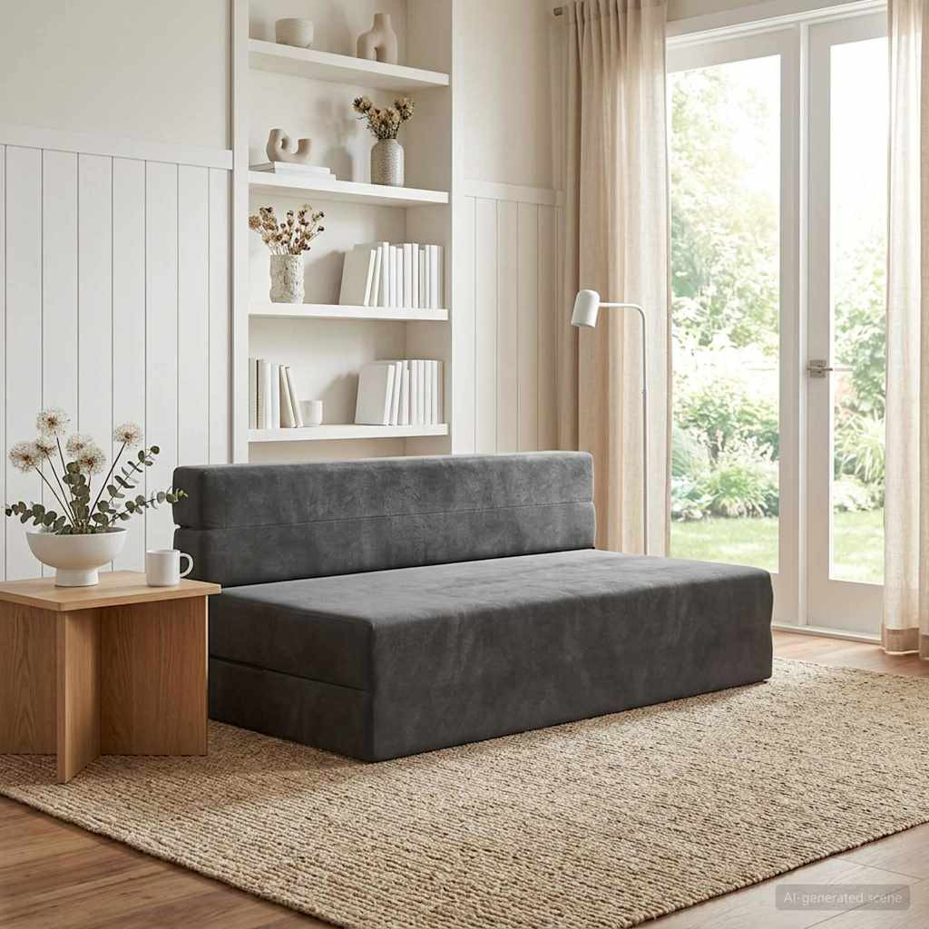 vidaXL Klappsofa Bett Dunkelgrau 152 x 86,5 x 60 cm Stoff