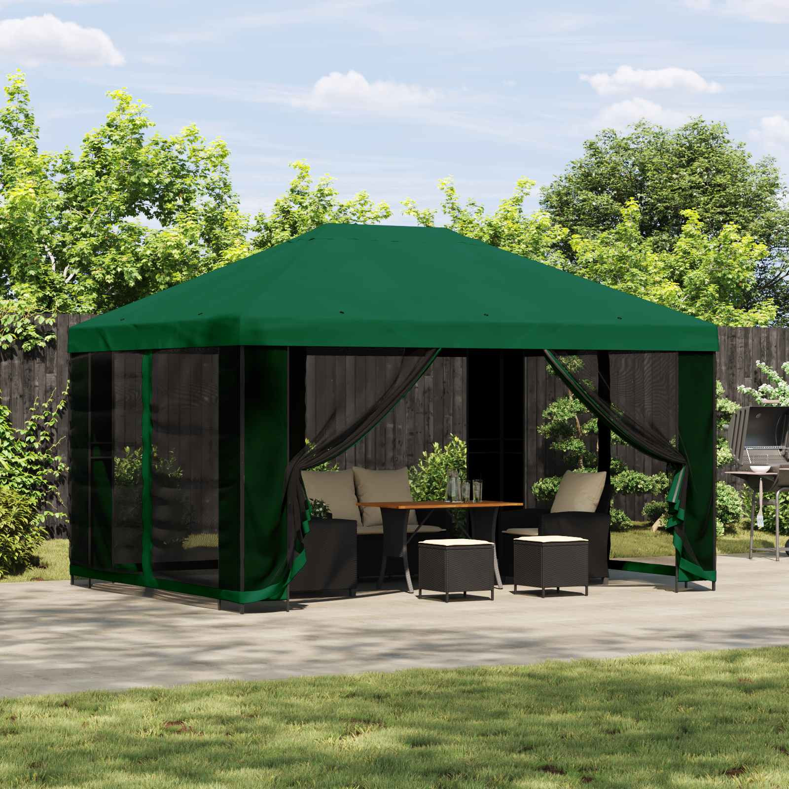 vidaXL Garten Pavillon mit Seitenwänden 4 x 3 m Grün