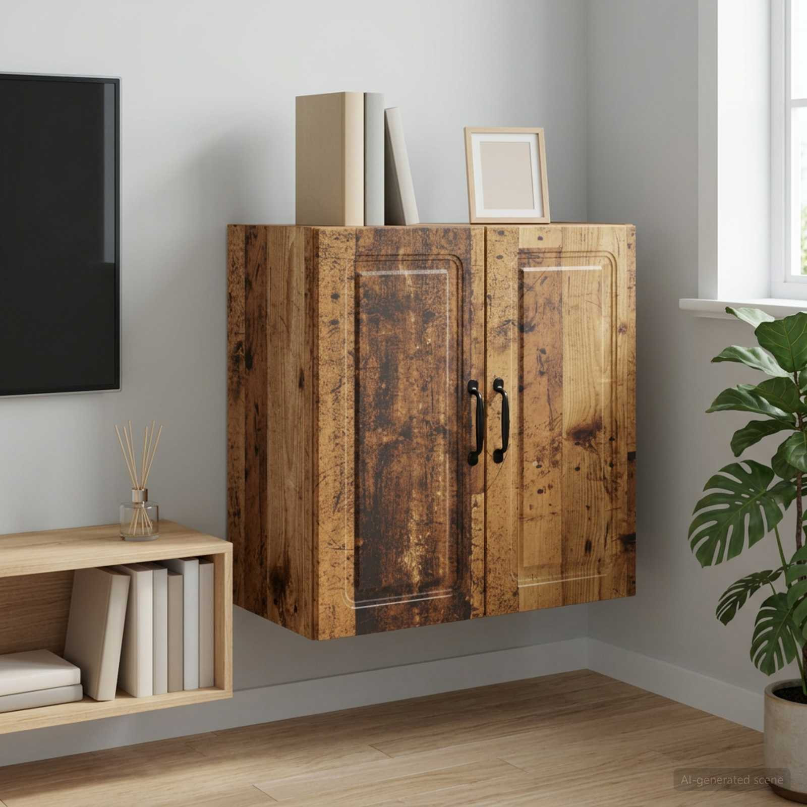 vidaXL Wandschrank Altholz 59 x 31 x 60 cm Holzwerkstoff