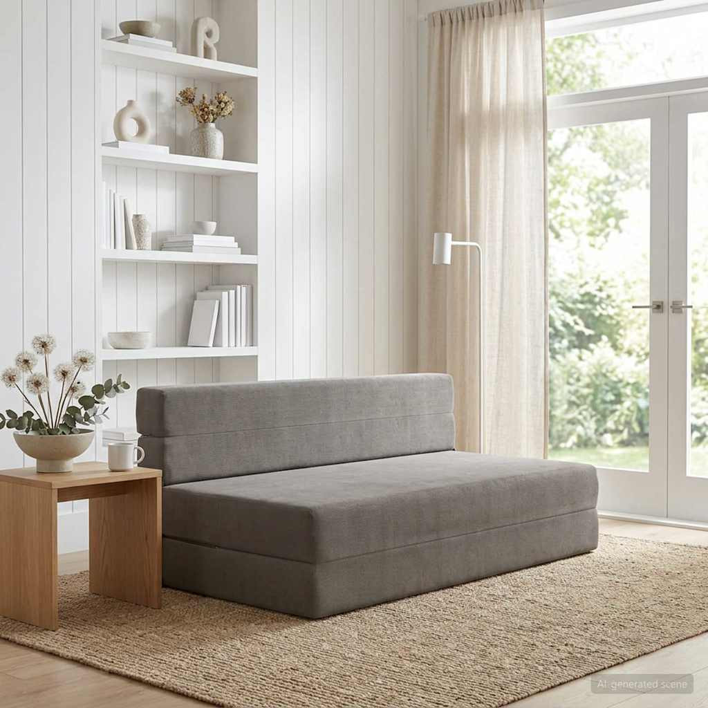 vidaXL Klappsofa Bett Hellgrau 152 x 86,5 x 60 cm Stoff
