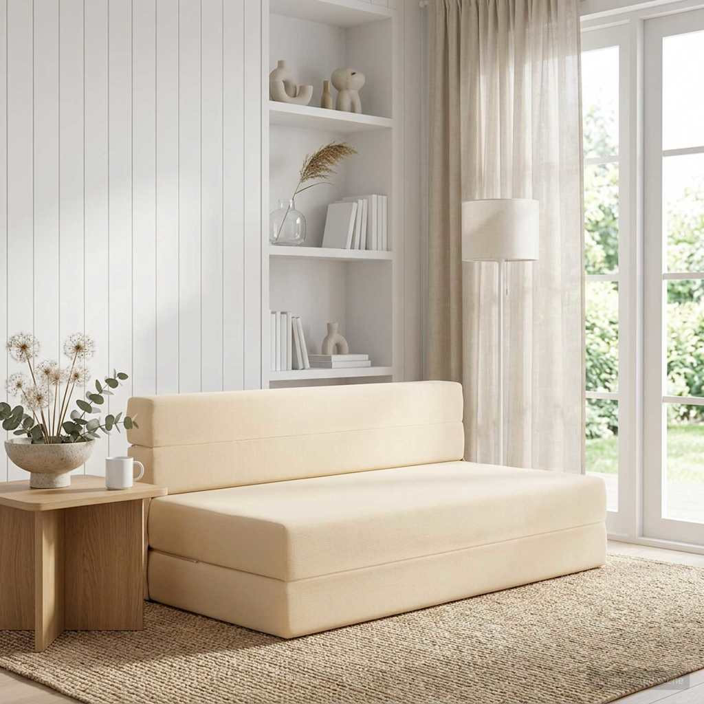 vidaXL Klappsofa Bett Creme 152 x 86,5 x 60 cm Stoff