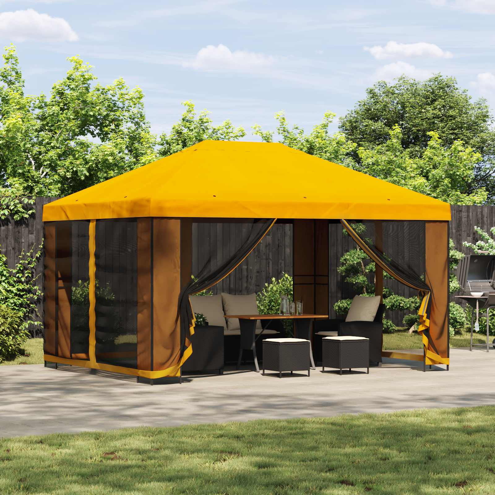 vidaXL Garten Pavillon mit Seitenwänden 4 x 3 m Gelb