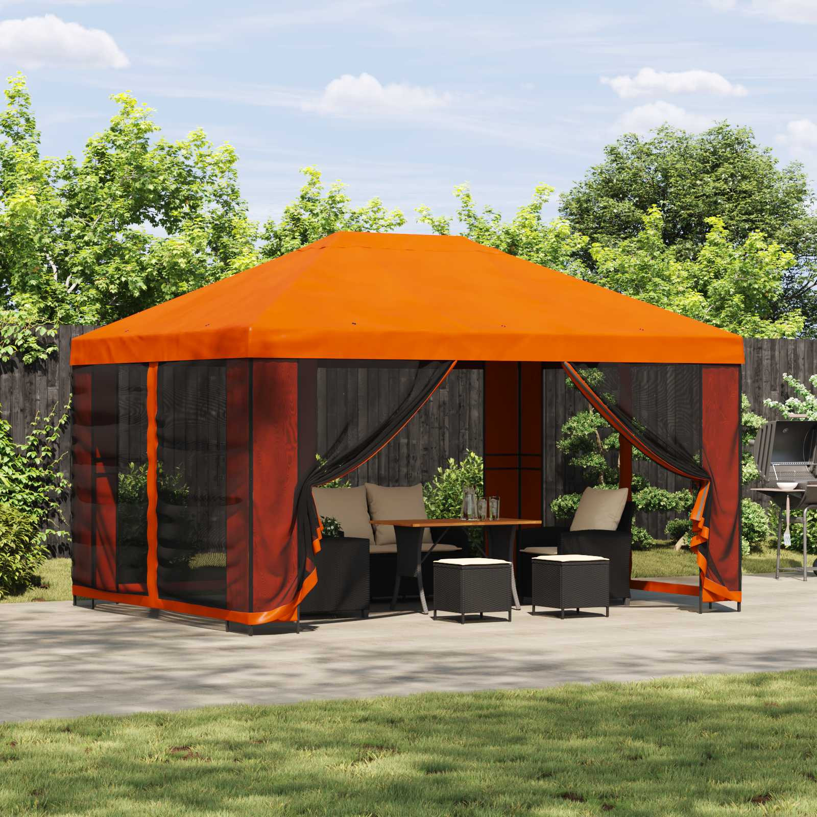 vidaXL Garten Pavillon mit Seitenwänden 4 x 3 m Orange