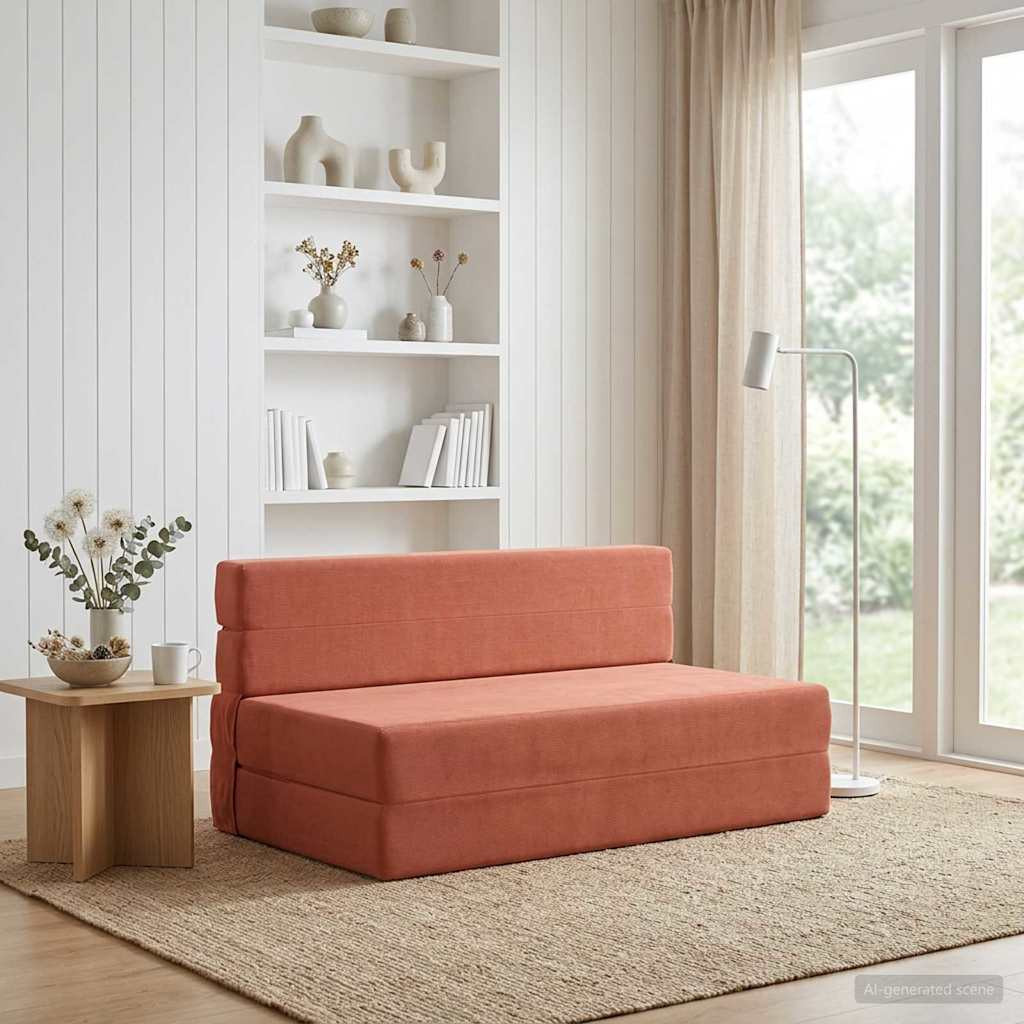 vidaXL Klappsofa Bett Rot-Orange 152 x 86,5 x 60 cm Stoff