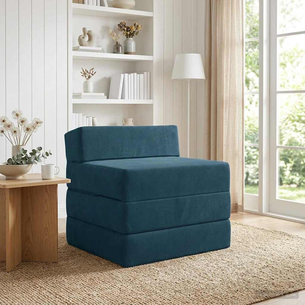 vidaXL Klappsofa Bett Blau 200 x 70 x 15 cm Samt