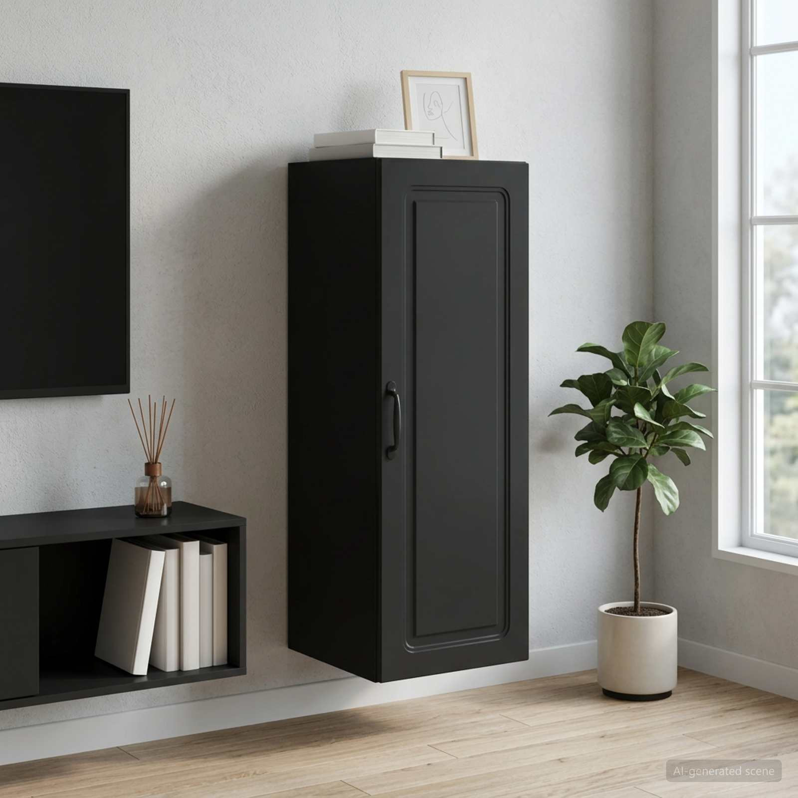 vidaXL Wandschrank Schwarz 33 x 34,5 x 90 cm Holzwerkstoff